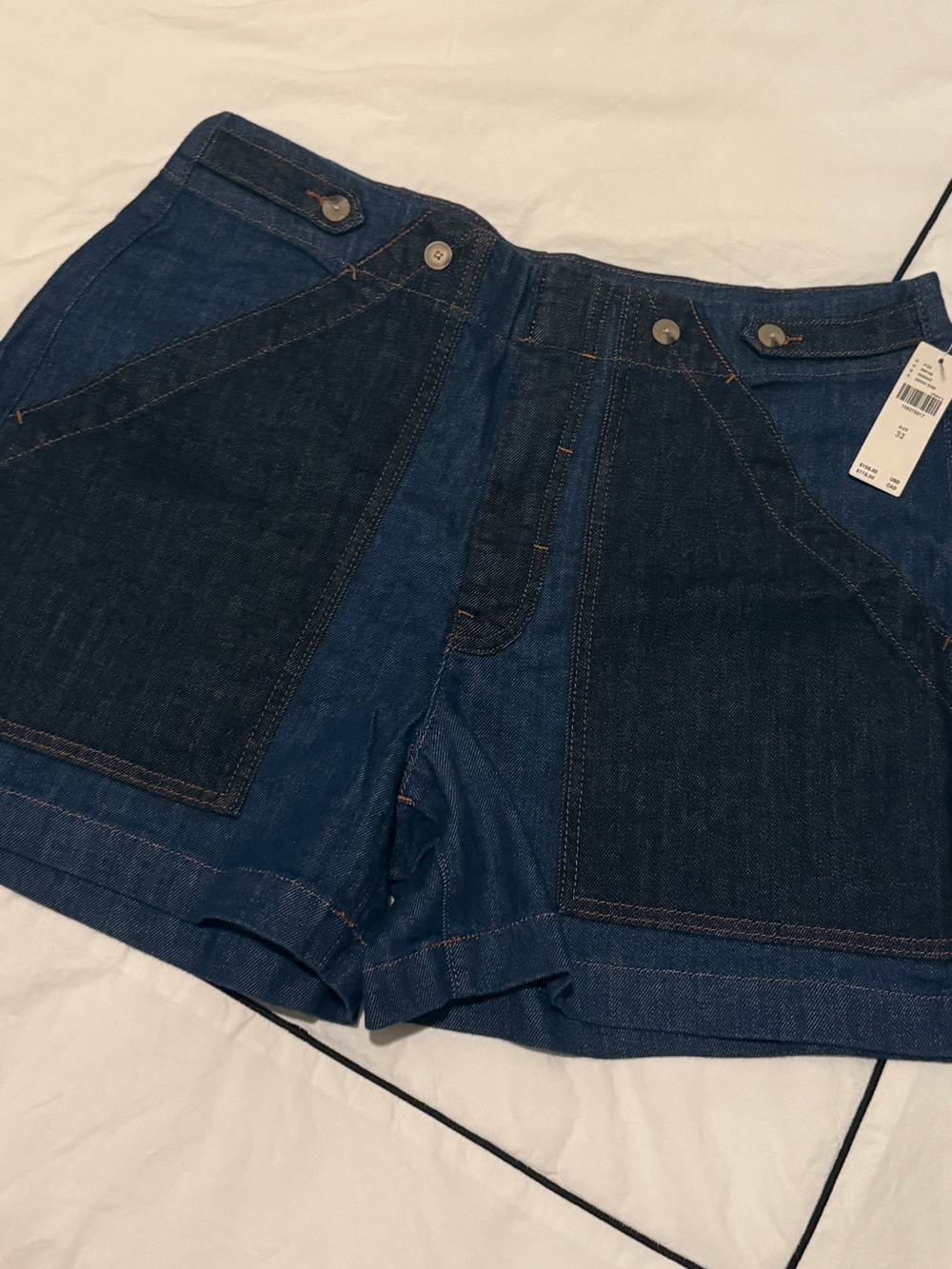 Anthropologie Dark Blue Denim High-Waist Pilcro Jean Shorts - Picture 6 of 8